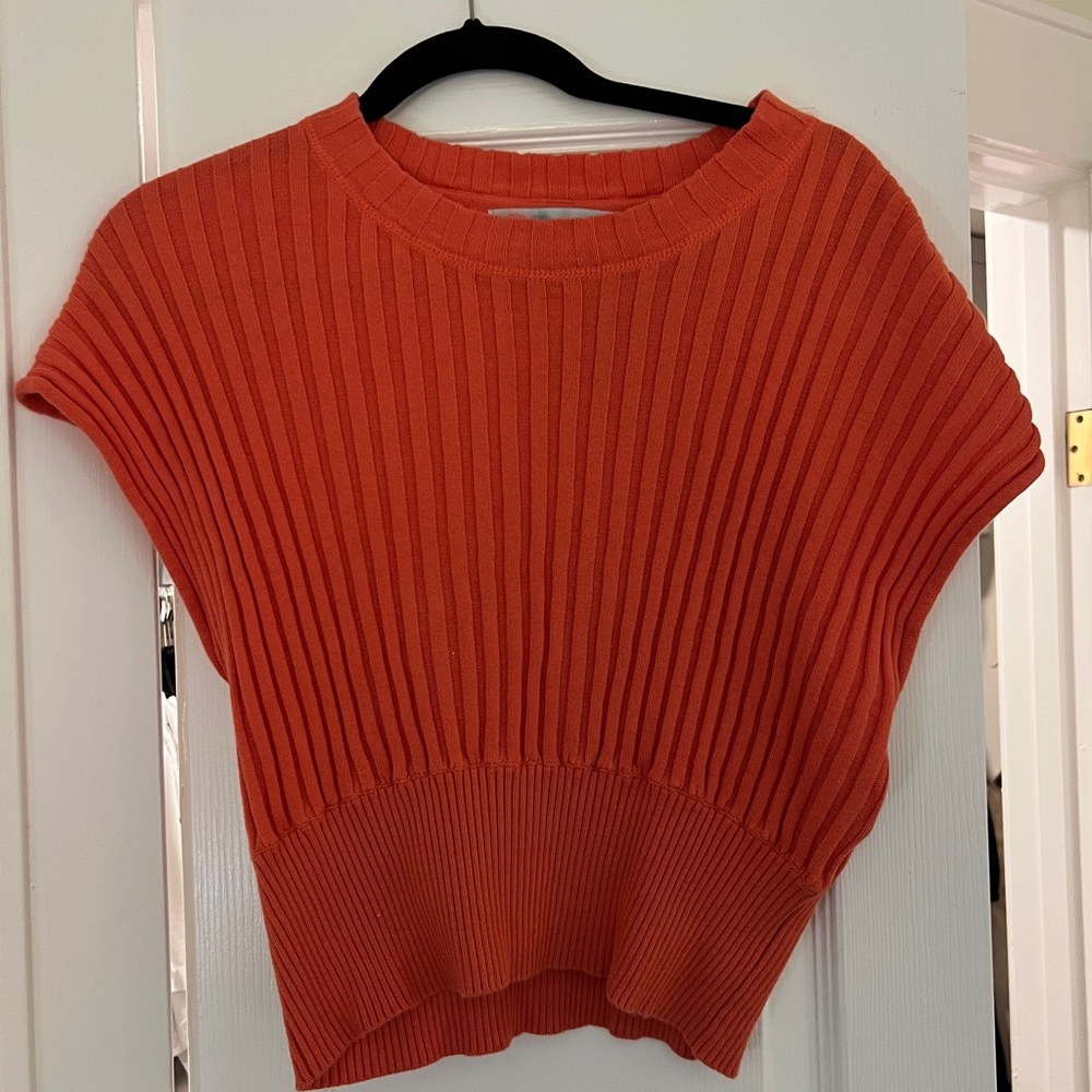FP Beach Orange Ribbed Knit Sweater